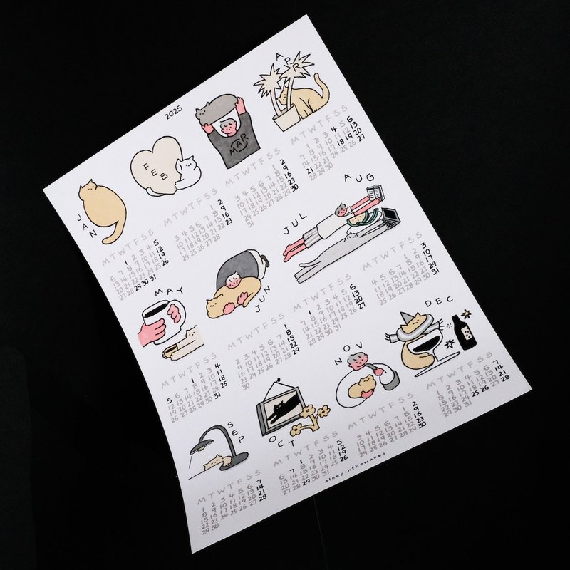 2025 年历海报 (A3彩色/ A4黑白) - 年历/台历 - 纸 