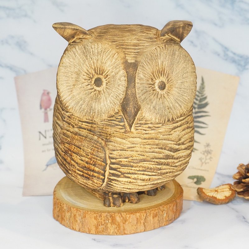 樟木眼影木雕猫头鹰-郭国庆原创 - 摆饰 - 木头 咖啡色