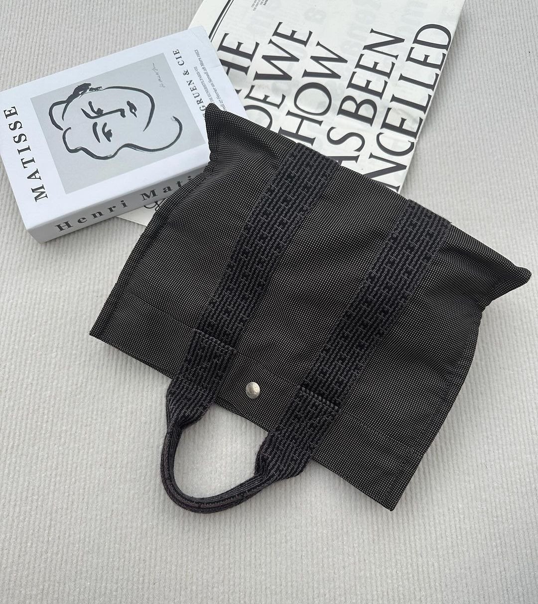 中古包 爱马仕Hermes H老花纹托特包 - 手提包/手提袋 - 棉 黑色