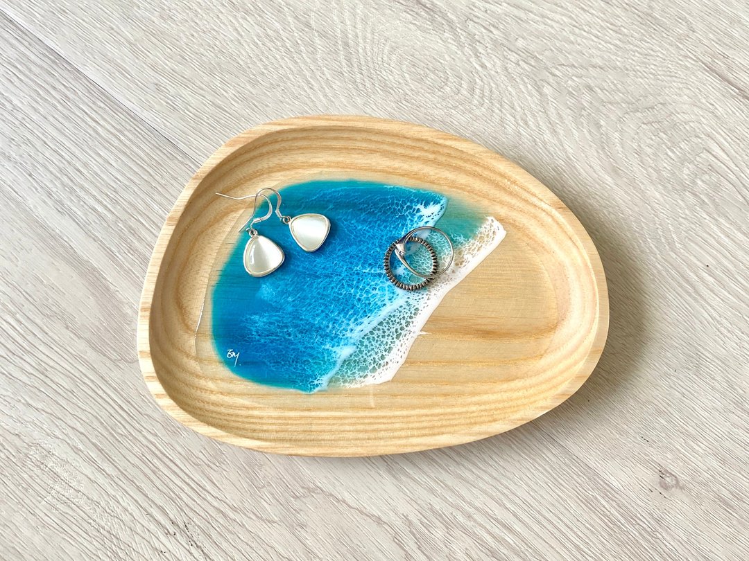木质配件托盘、小饰品盘、结婚礼物、家居礼品 - 摆饰 - 木头 蓝色