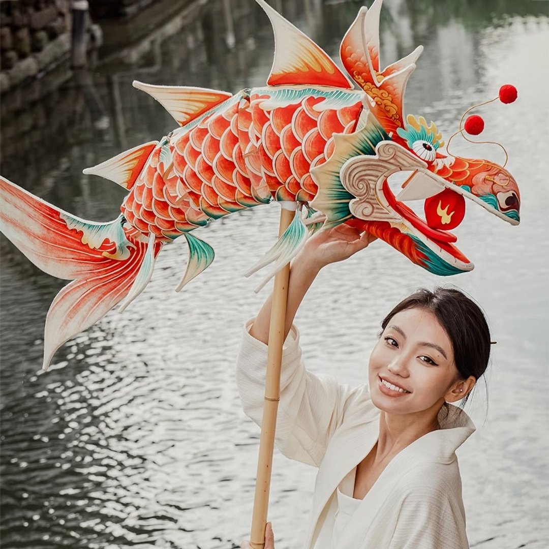 龍年新年禮物 龍魚燈籠 手工竹編生肖花燈 傳統吉祥物 春節舞龍 - 摆饰 - 棉 