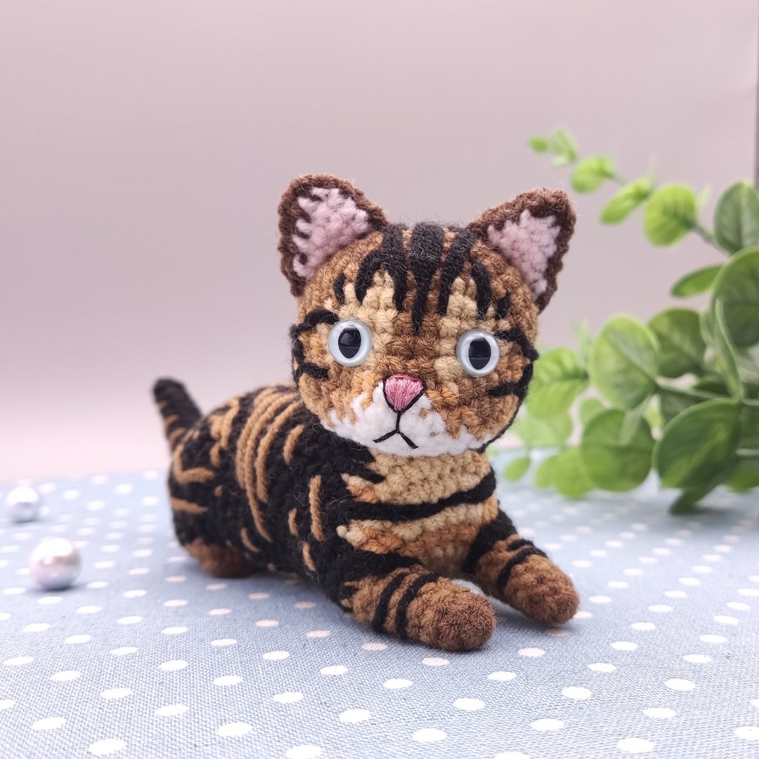 【现货】 虎斑猫 米克斯美短 纯手工 钩针编织娃娃 - 玩偶/公仔 - 其他人造纤维 咖啡色