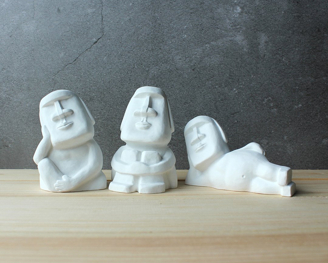 水泥摩艾 Moai－白水泥扩香石款 发呆摩艾 想想摩艾 懒洋洋摩艾 - 香薰/精油/线香 - 水泥 白色