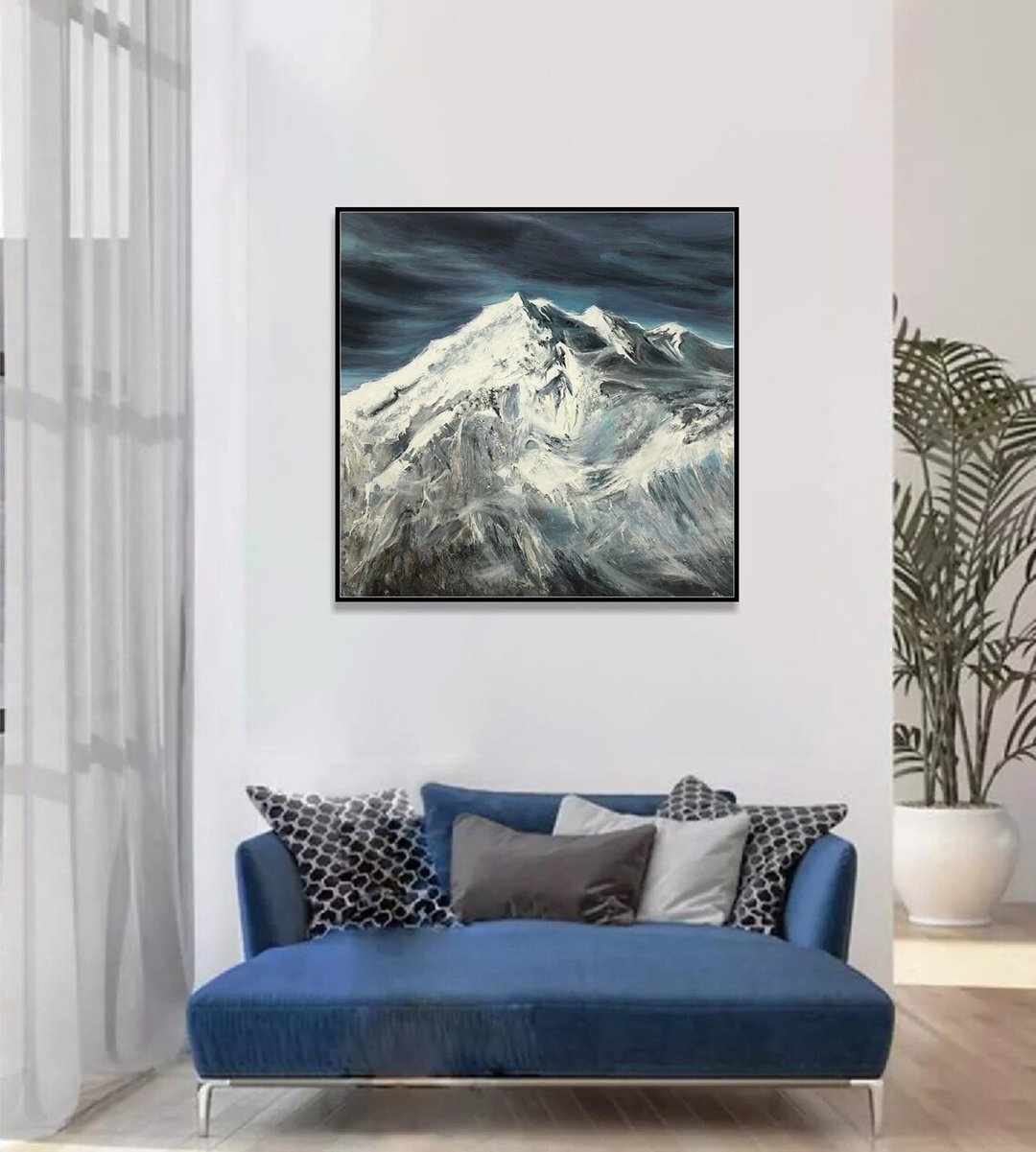 画布上的抽象珠穆朗玛峰山绘画原始珠穆朗玛峰艺术 - 墙贴/壁贴 - 压克力 多色