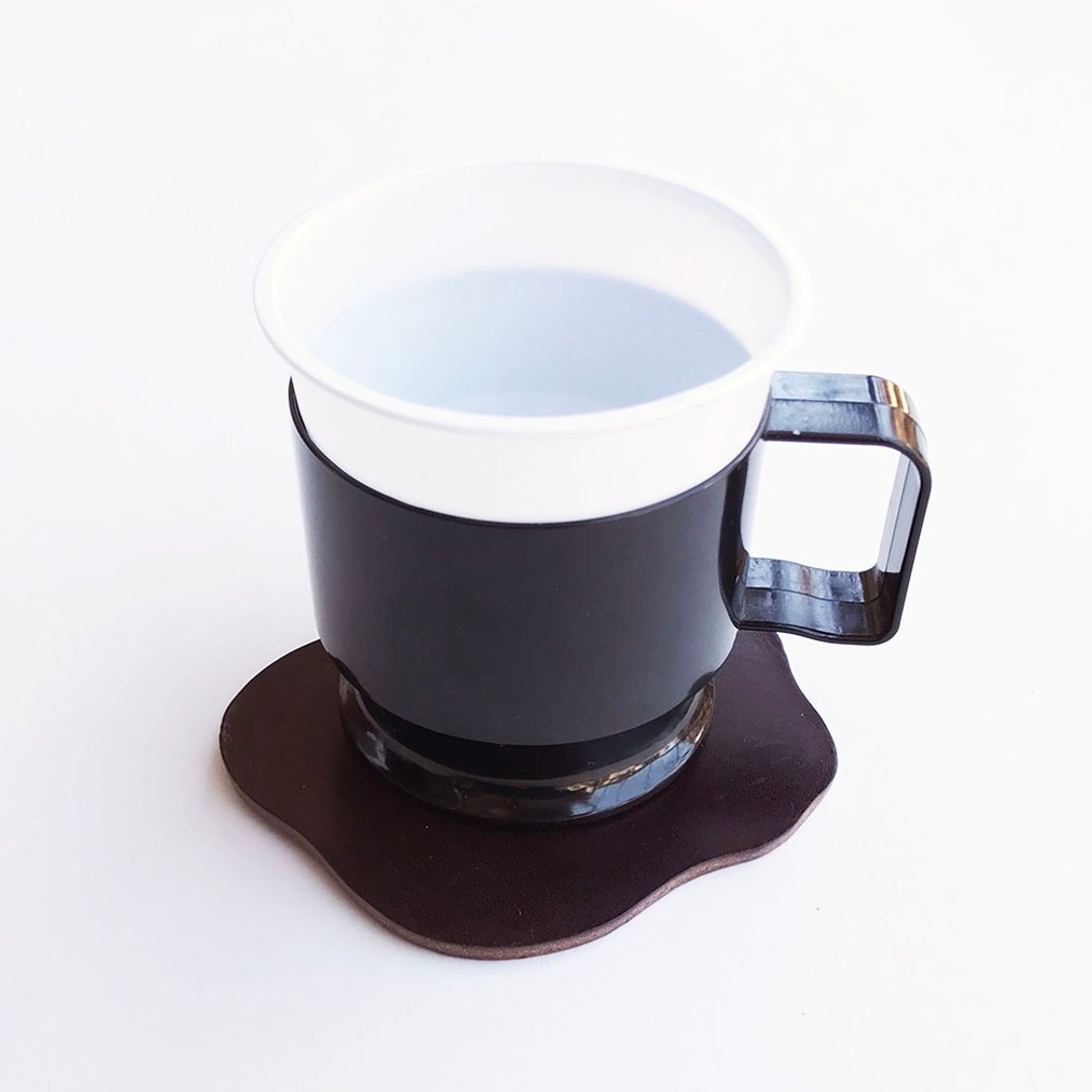 Leather coaster coffee - 杯垫 - 真皮 咖啡色