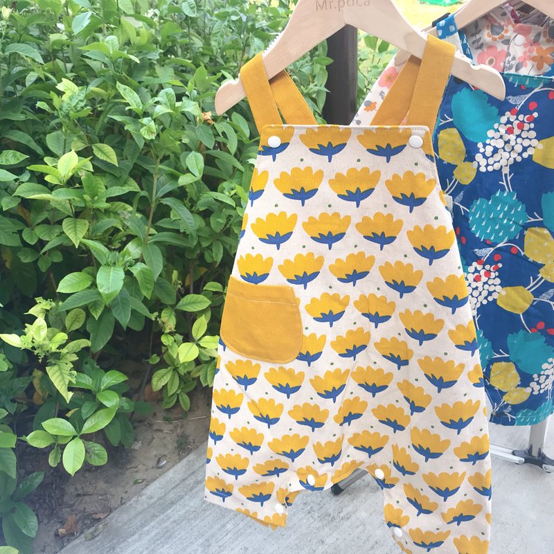 芥末郁金香 小孩吊带裤 工作裤 - 童装裤 - 棉．麻 多色