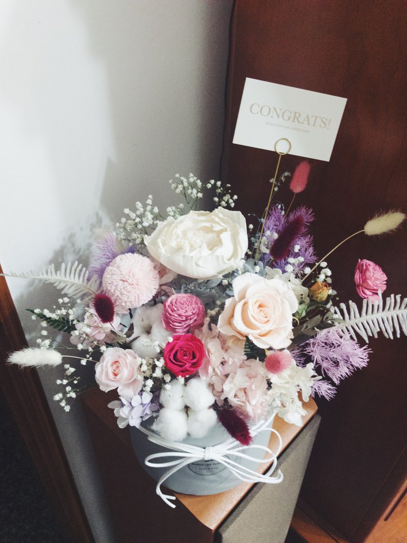 粉红闺蜜/开幕盆花/不凋花/干燥花//可定制 - 干燥花/捧花 - 水泥 