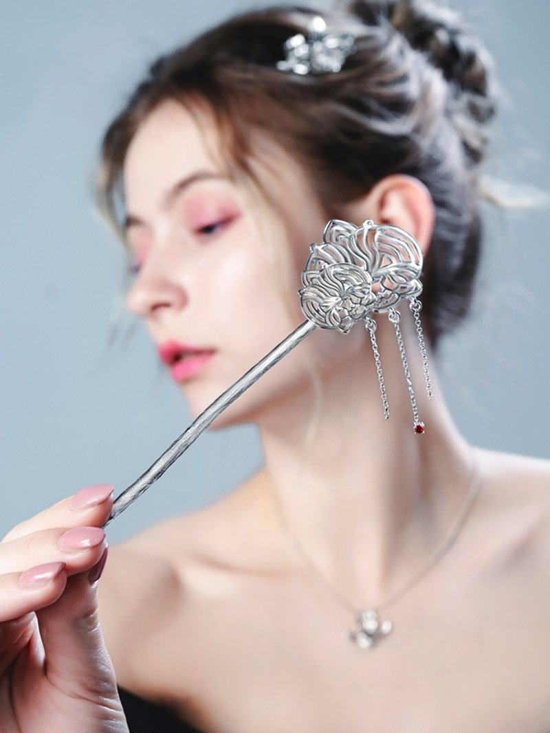 925纯银 双兰花水瓶座发簪 SLOz03A-01 - 其他 - 纯银 
