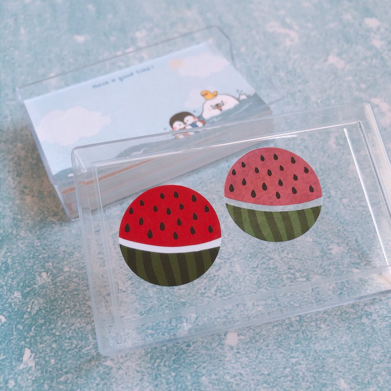 西瓜 圆形贴纸 3cm 透明 28枚 现货 - 贴纸 - 纸 白色