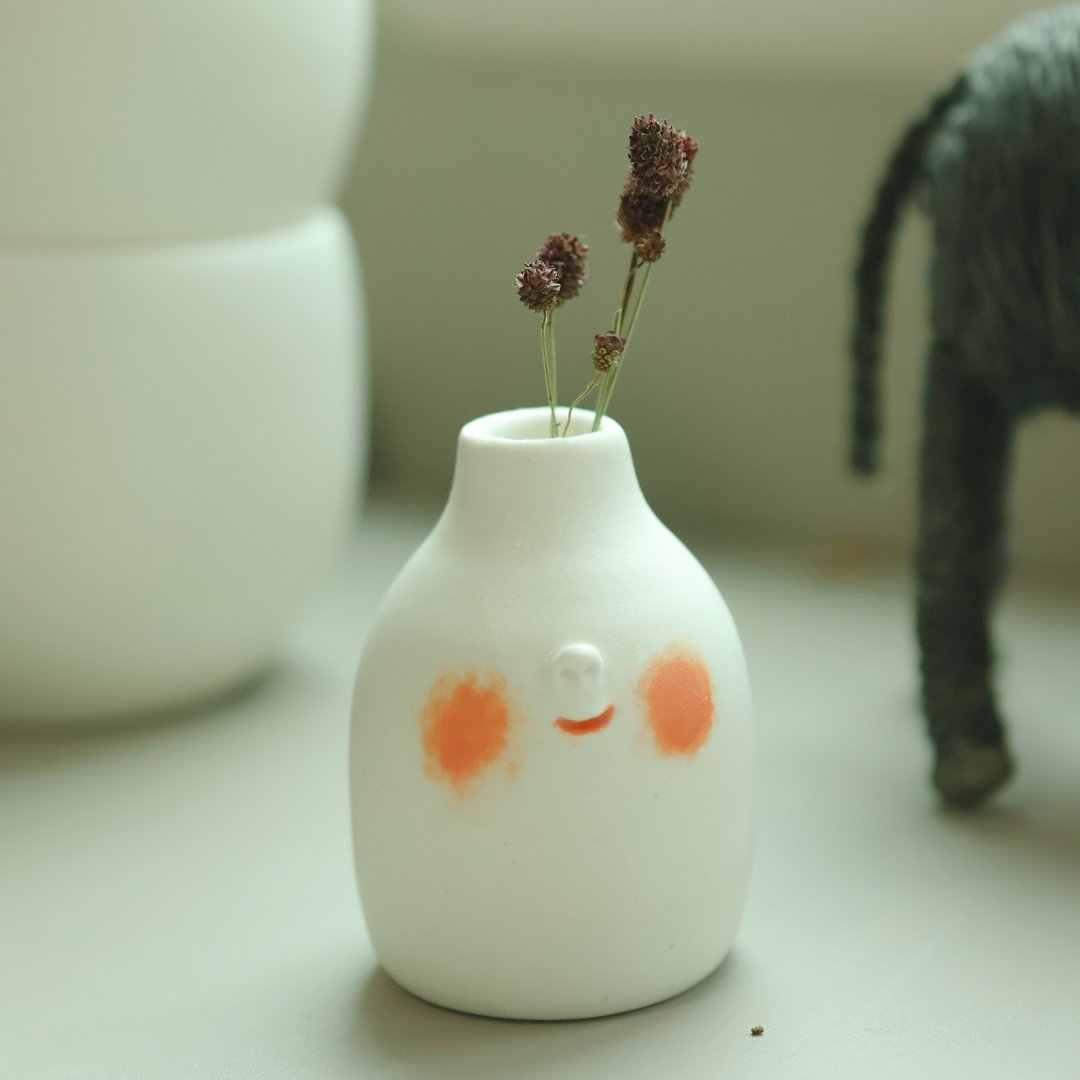 YUME 陶瓷花器 - 花瓶/陶器 - 瓷 白色
