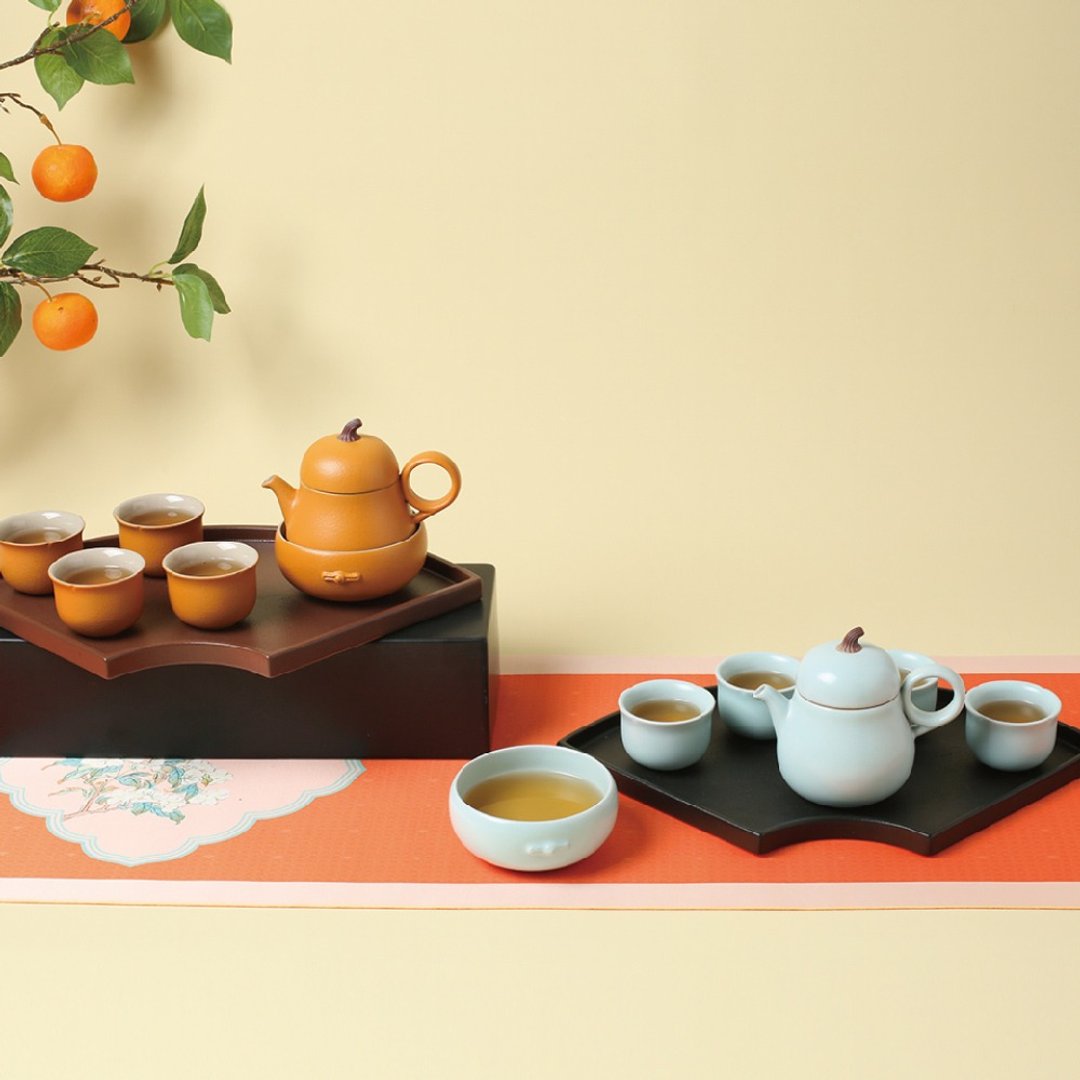 【礼物首选】陆宝 大吉大利茶礼 一壶四杯 + 茶托 - 茶具/茶杯 - 陶 