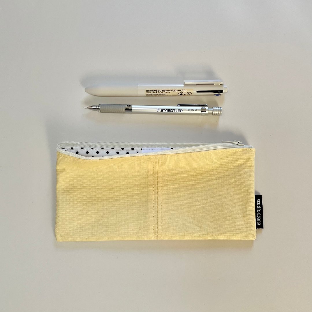 笔袋 (帆布 柔嫩黄) 笔盒 手帐 装饰胶带 文具 办公用品 - 铅笔盒/笔袋 - 棉 黄色