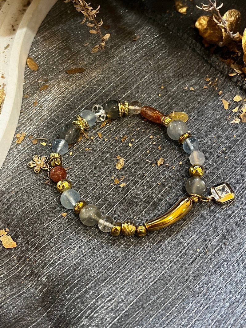 定制化水晶矿石手链 拉长石、灰月光、金太阳石、海蓝宝 - 手链/手环 - 水晶 