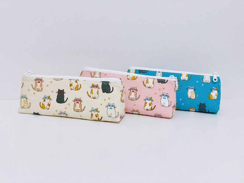 三角立体笔袋、化妆包、收纳包 - 铅笔盒/笔袋 - 棉．麻 白色