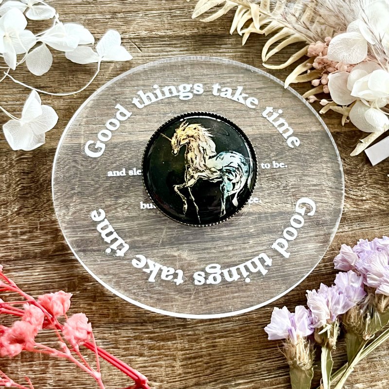 风景画胸针 独角兽 - 胸针 - 树脂 黑色