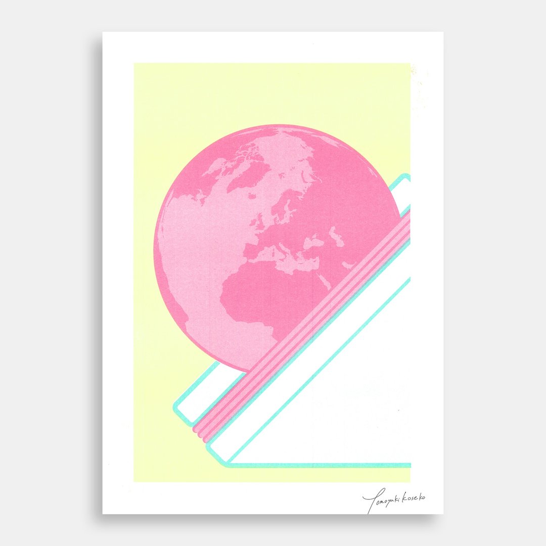 Art Print (RISO) - 火腿の地球 #03-3 - 三明治 spring edition - 海报/装饰画/版画 - 纸 粉红色
