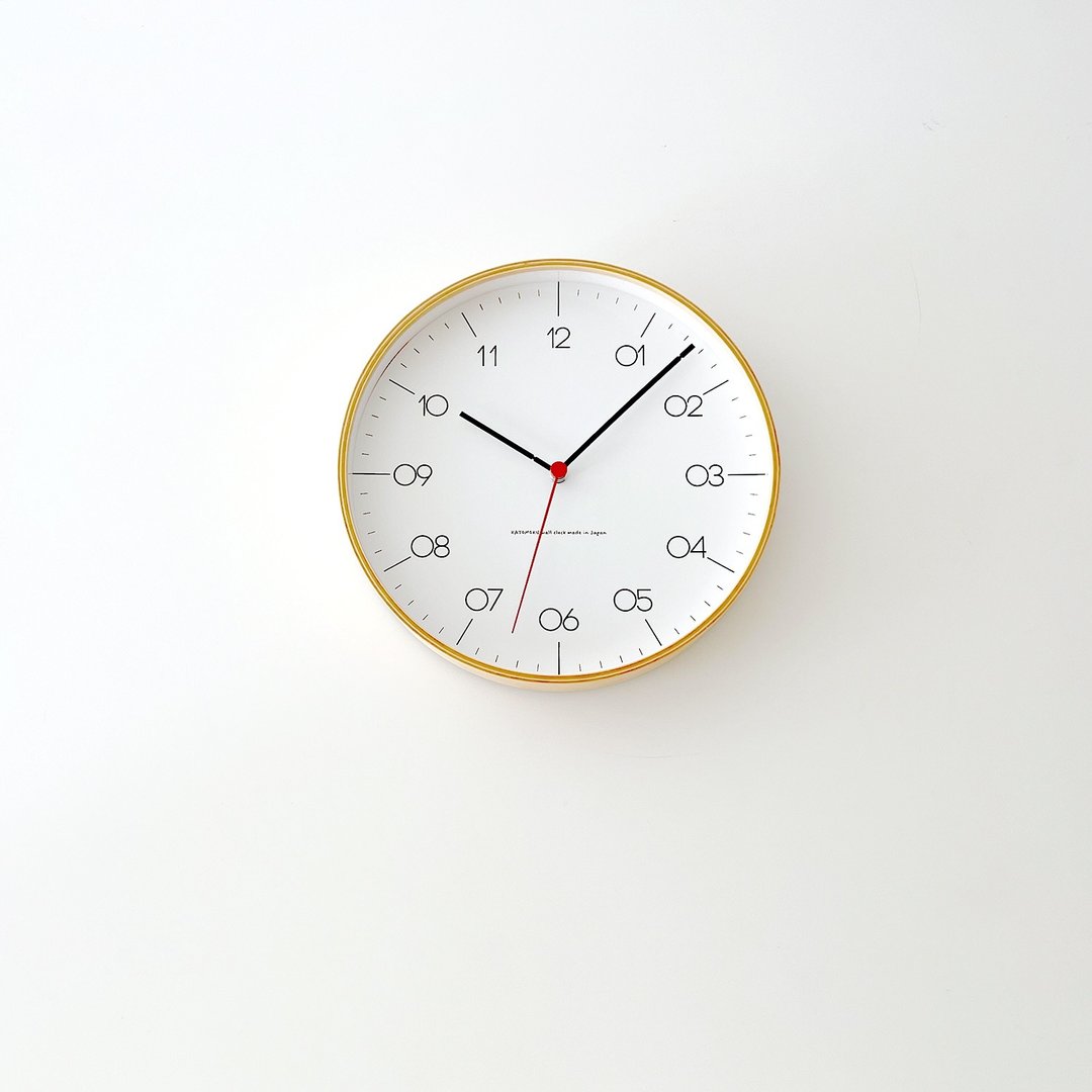KATOMOKU plywood clock 24 自然色 (km-150NAS) 挂钟 日本制造 - 时钟/闹钟 - 木头 卡其色