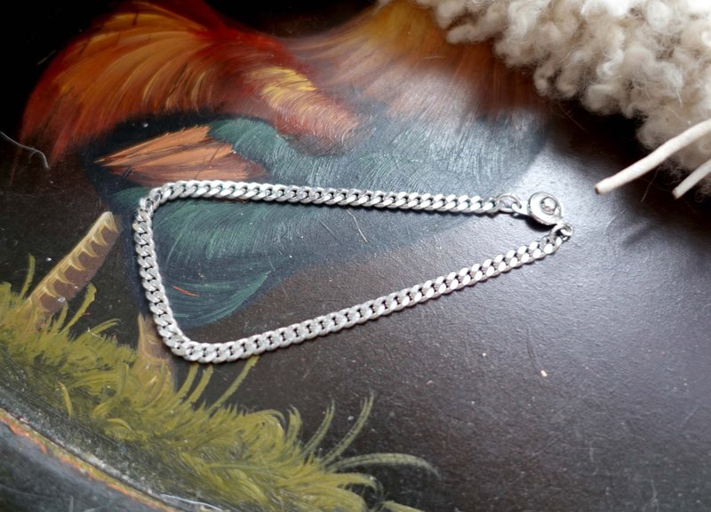 日本中古银色不锈钢手链 高级二手古着珠宝首饰 - 手链/手环 - 其他金属 银色