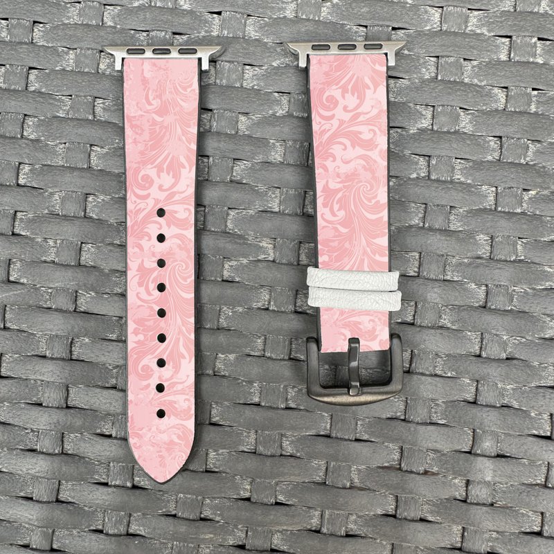 粉红花样图纹 Apple Watch 潮流硅胶表带 -cr71 - 表带 - 硅胶 粉红色