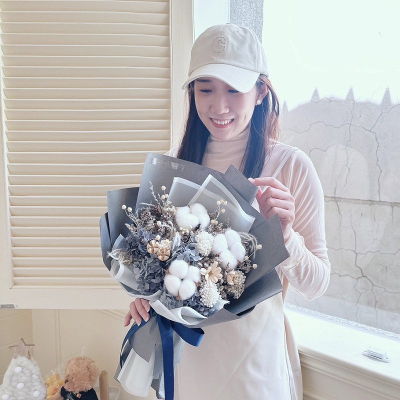 质感灰棉花花束 毕业花束 干燥花束 男友花束 圣诞节礼物 - 干燥花/捧花 - 植物．花 灰色