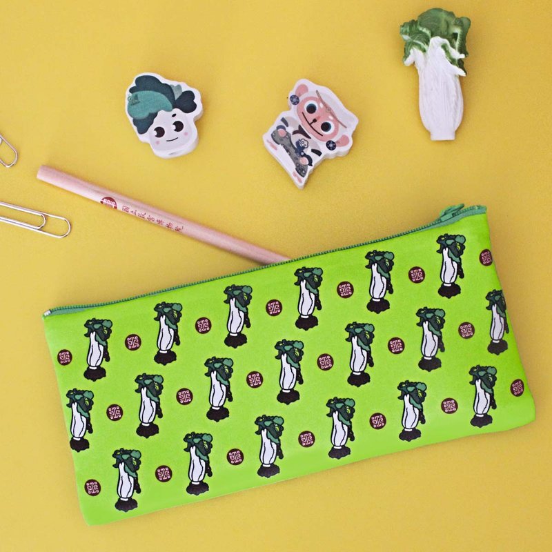 新春拿手菜-翠玉白菜万用袋-绿 - 铅笔盒/笔袋 - 棉．麻 绿色