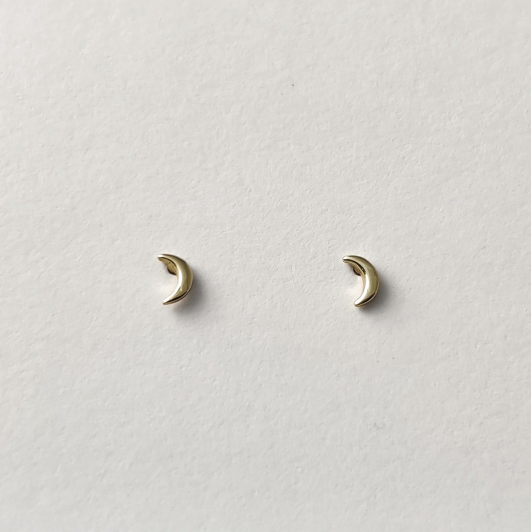 SV925/金/玫瑰金 小月亮耳环 耳针 宇宙 弦月 - 耳环/耳夹 - 纯银 多色