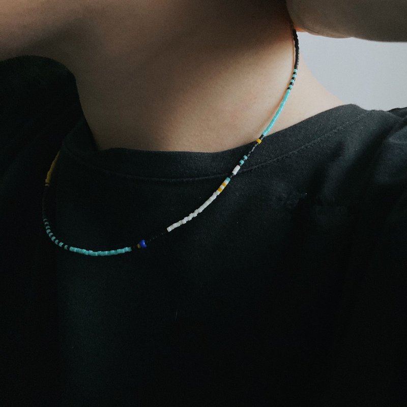 时尚休闲cosmo风 薄荷绿撞色925银扣极细项链男女ins中性百搭项链 - 项链 - 银 