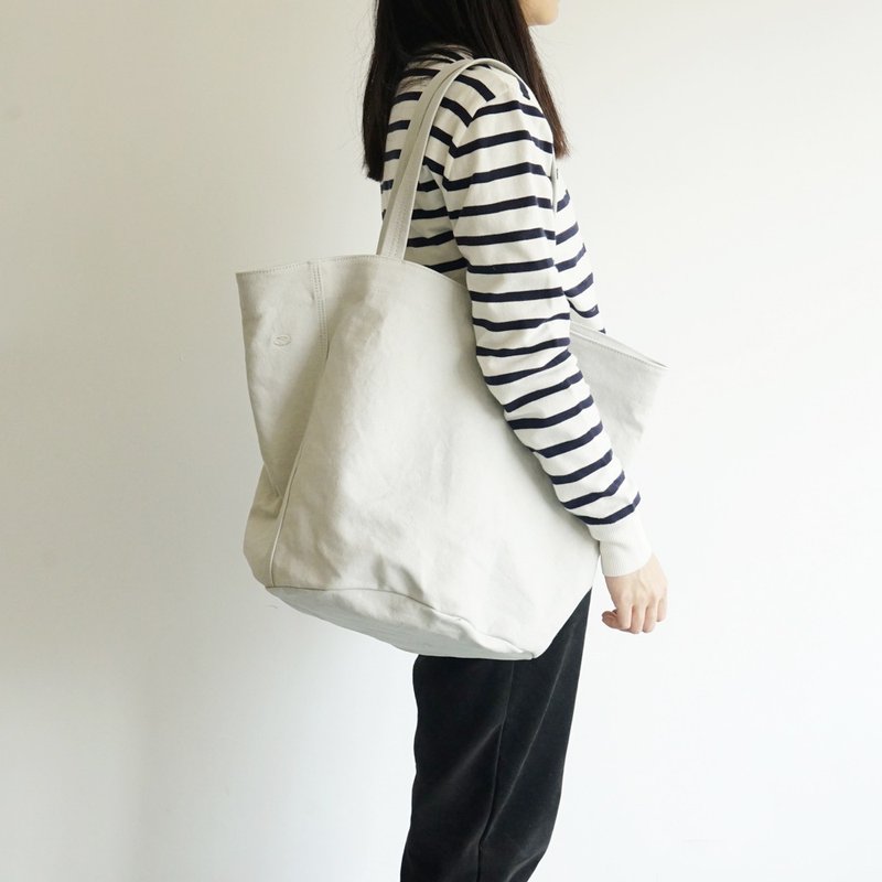 蘑菇MOGU/帆布肩背托特包/石灰/Camping Plus - 侧背包/斜挎包 - 棉．麻 灰色