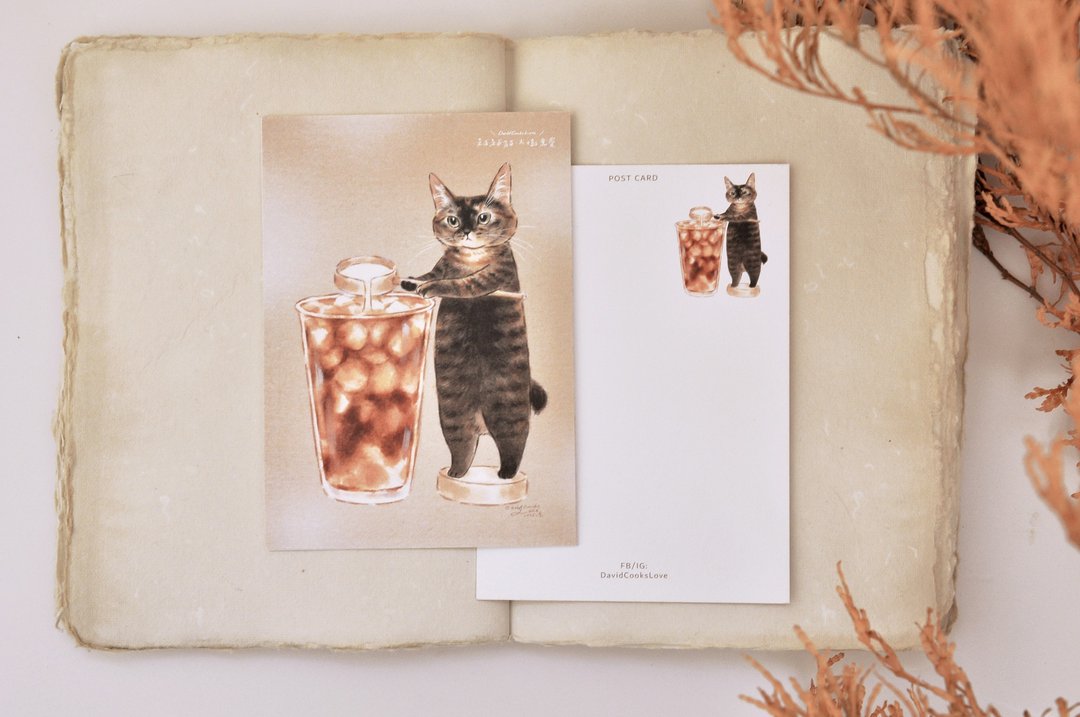 猫咪插画明信片_玳瑁拿铁 - 卡片/明信片 - 纸 