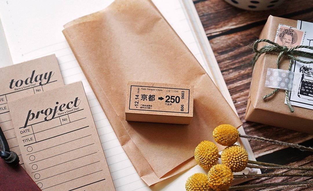 KYOTO Chikatetsu ticket Stamp 京都地铁车票印章 - 印章/印台 - 木头 卡其色