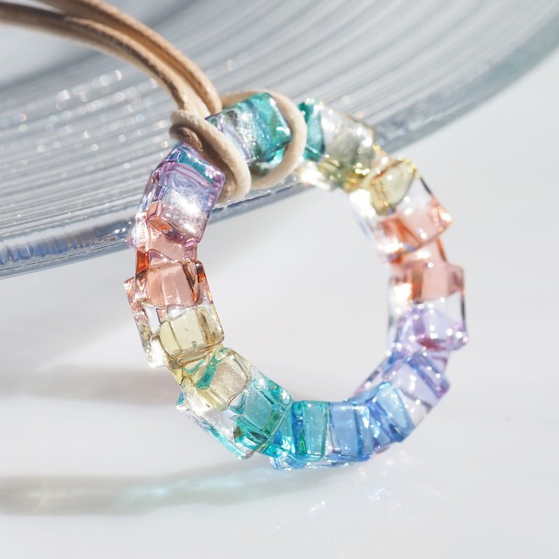 琉璃圆环【粉彩】玻璃项链【接单订制】 - 项链 - 玻璃 粉红色