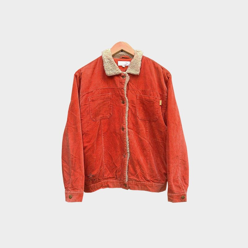 古着灯芯绒外套 - 女装休闲/机能外套 - 棉．麻 红色