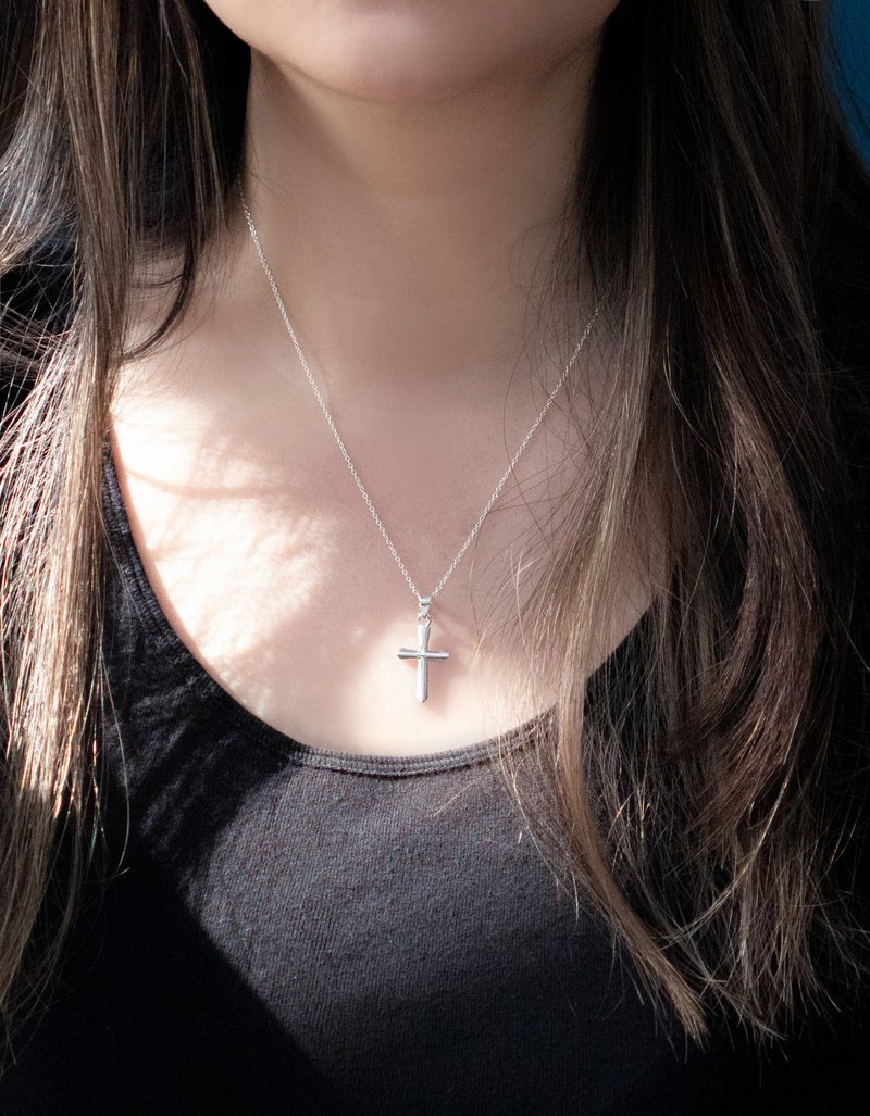 :纯净: 立体十字架项链 纯银 \ 可维修店家 - 项链 - 纯银 