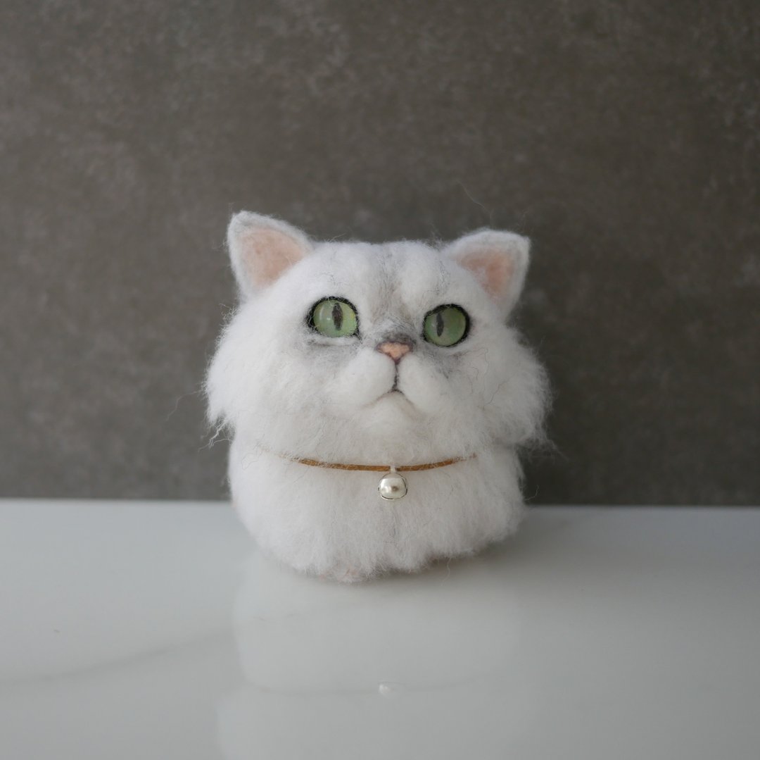 波斯猫定制化羊毛毡  宠物定制 公仔 豆豆猫系列 定制化 - 玩偶/公仔 - 羊毛 银色