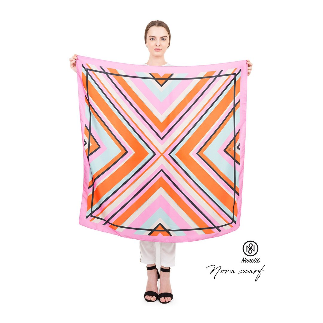 Nora Scarf (Personalized name) - 丝巾 - 丝．绢 粉红色