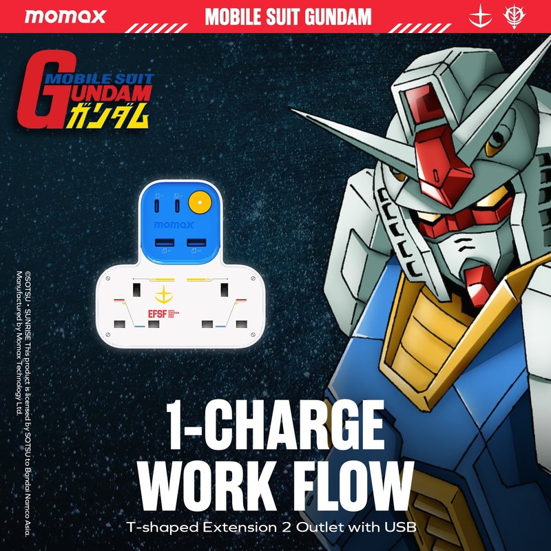Momax x Gundam 1-Charge Work Flow 25W 高达 RX-78-2 充电插座 - 手机配件 - 塑料 白色