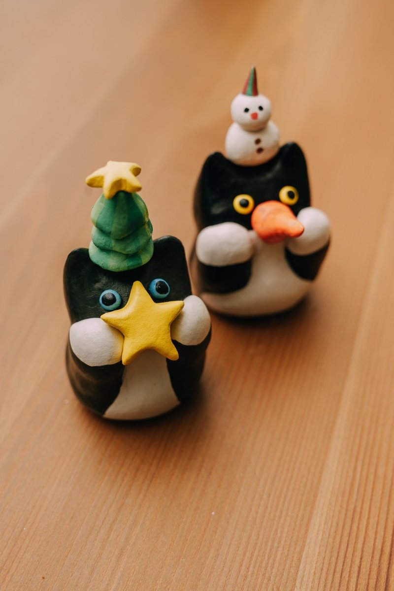 \ 圣诞节快乐小猫 / - 摆饰 - 粘土 