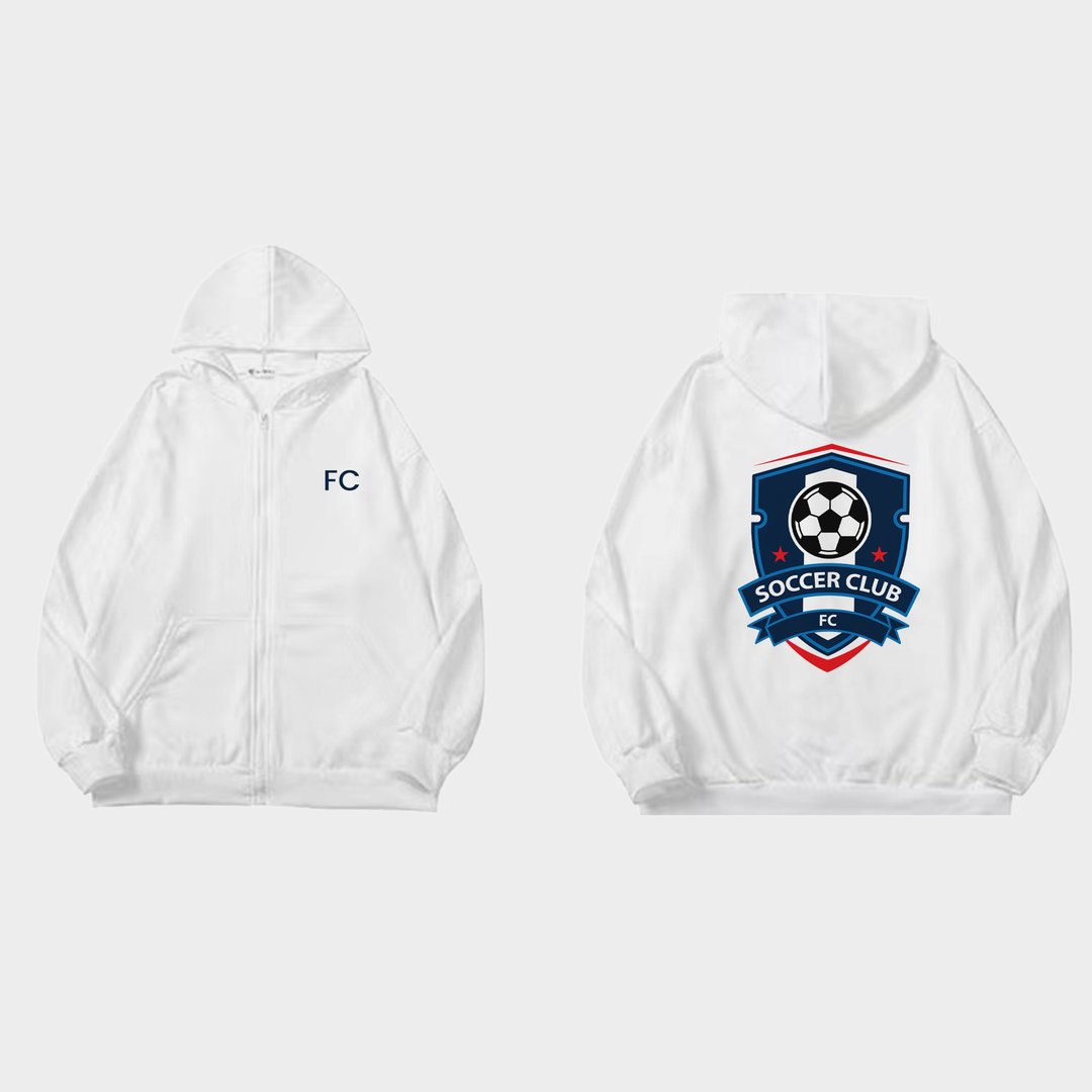 【Sport Club系列】球队卫衣订制 连帽拉链卫衣订制 订制球队logo - 中性连帽卫衣/T 恤 - 棉 多色