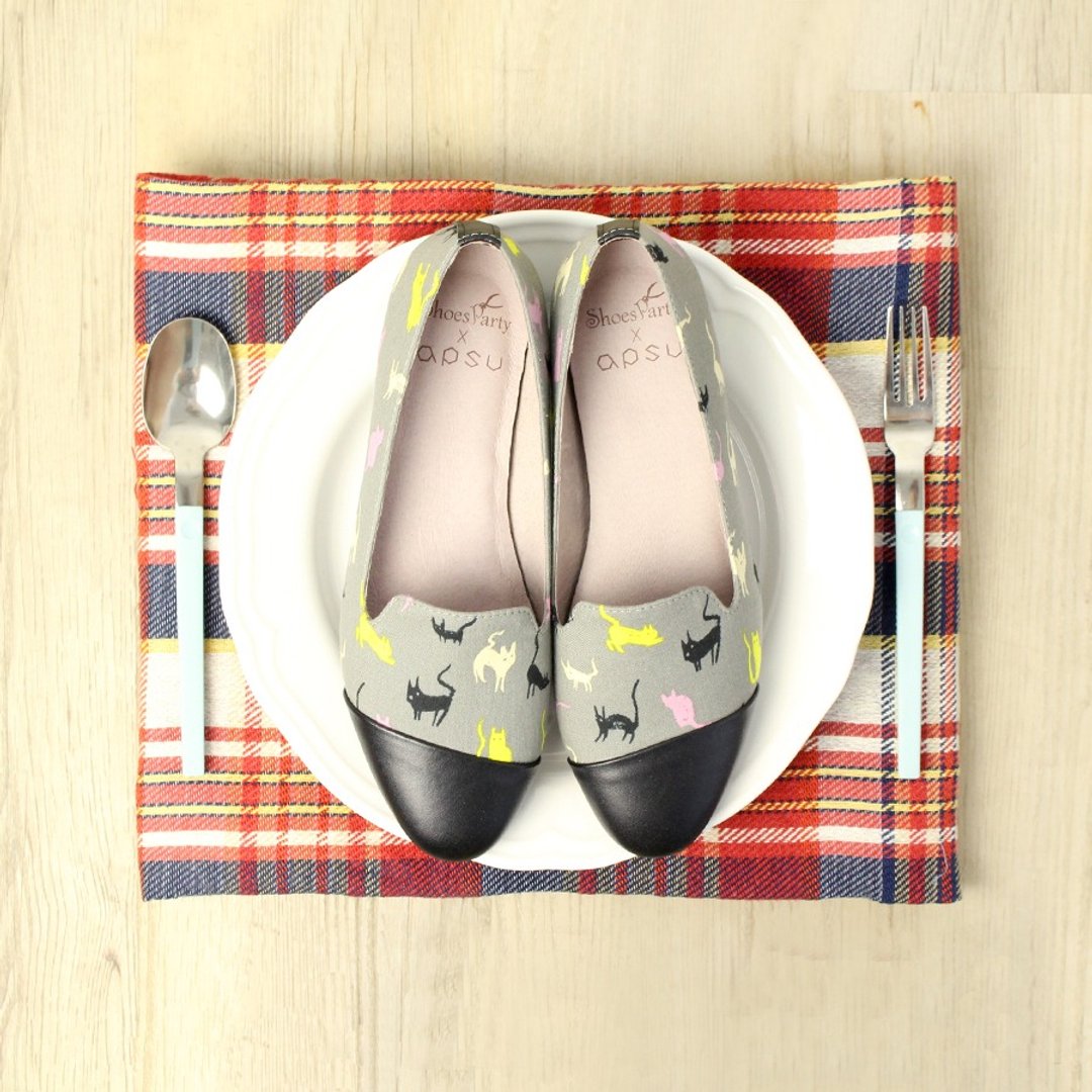 Shoes Party 喵星人现身斜拼接欧贝拉 /手工订制/日本布料 - 女款休闲鞋 - 棉．麻 