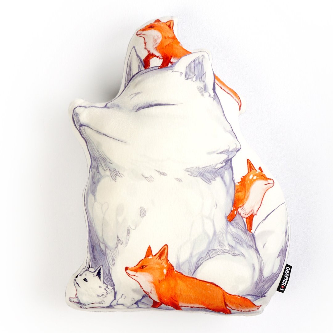 Snow fox Backrest pillow New arrival Gift New Year - 枕头/抱枕 - 聚酯纤维 灰色