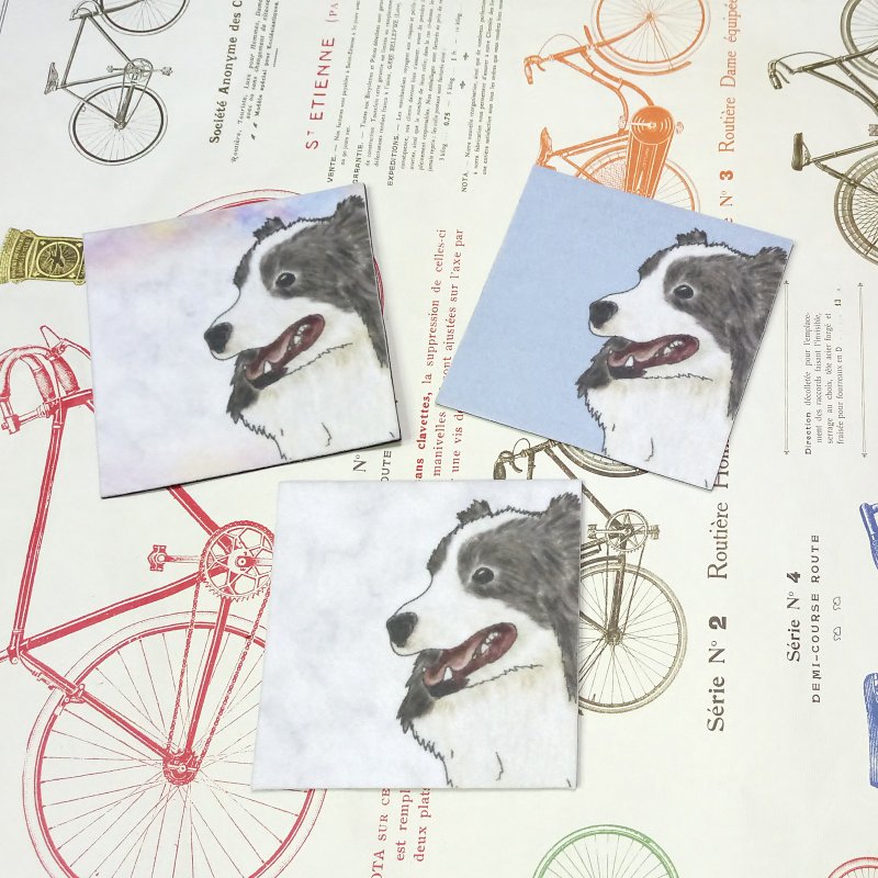 边境牧羊犬-不织布杯垫-吸水杯垫~彩虹晕染 - 杯垫 - 聚酯纤维 