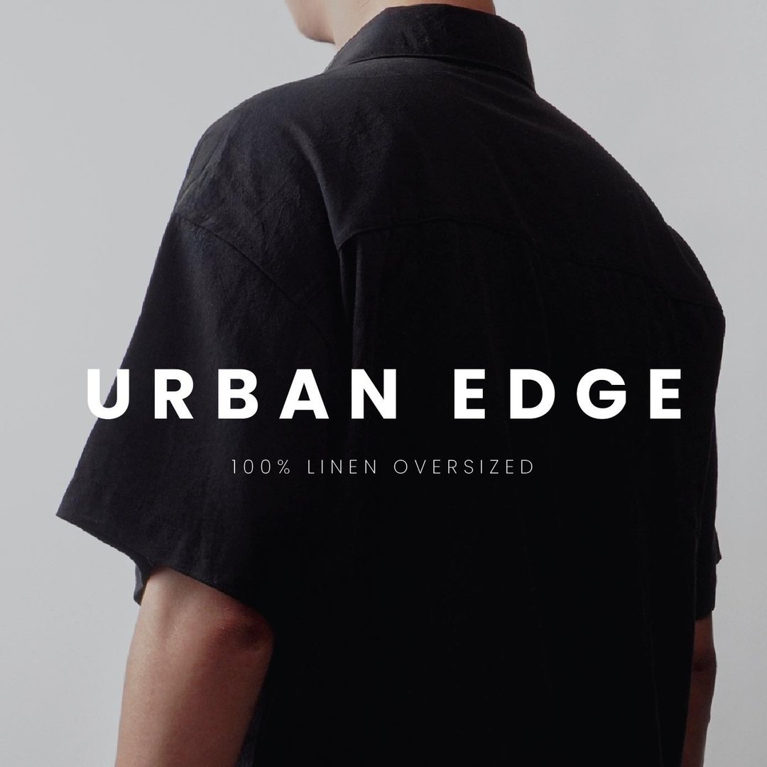Oversized 棉麻衬衫 - Urban Edge - 男装衬衫 - 棉 黑色