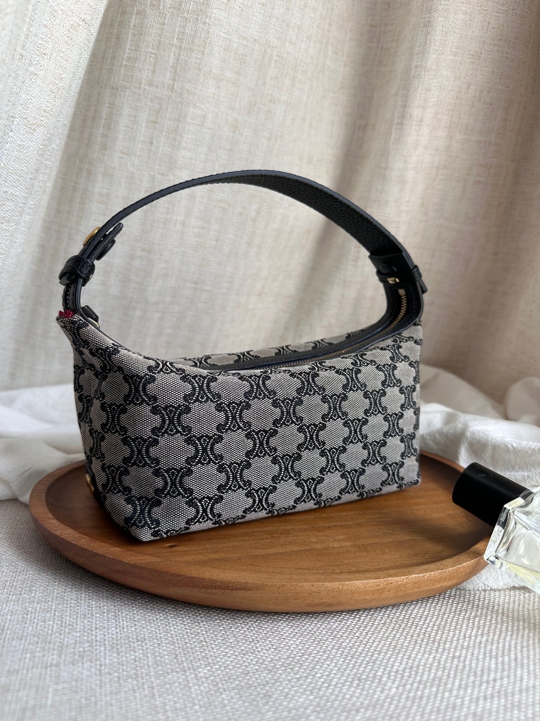 稀有中古包 Celine Vintage 凯旋门图案灰色老花改造迷你饭盒包 - 手提包/手提袋 - 真皮 