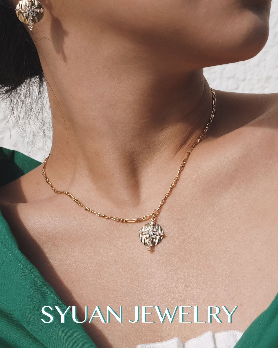 SYUAN JEWELRY | Heart & Soul— 镀18K手工链洛可可风锆石项链 - 项链 - 其他金属 