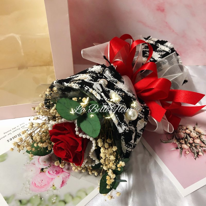 小香风花束/永生花束/情人节花束/生日礼物 - 干燥花/捧花 - 植物．花 红色