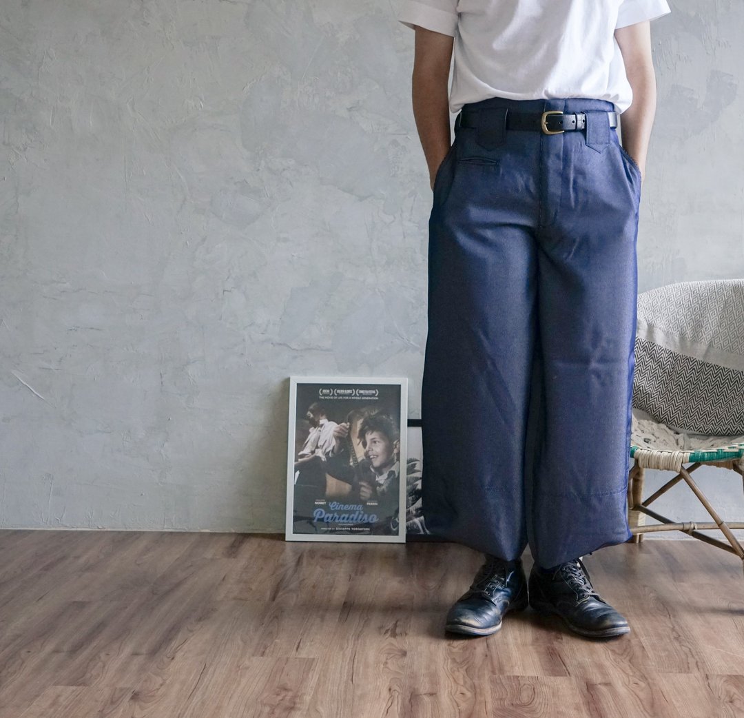 古着 鸢服 鸢裤 缎面反光 Tobi vintage 全新 蓝色S - 男士长裤 - 棉 蓝色