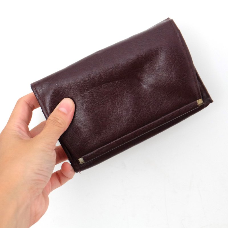 法国复古 Cafe Au Cheval Volant 仿皮银包 - 皮夹/钱包 - 人造皮革 咖啡色