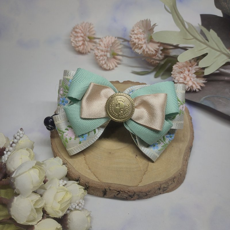 水绿刺绣系列-香蕉夹抓夹弹簧夹 - 发饰 - 棉．麻 绿色