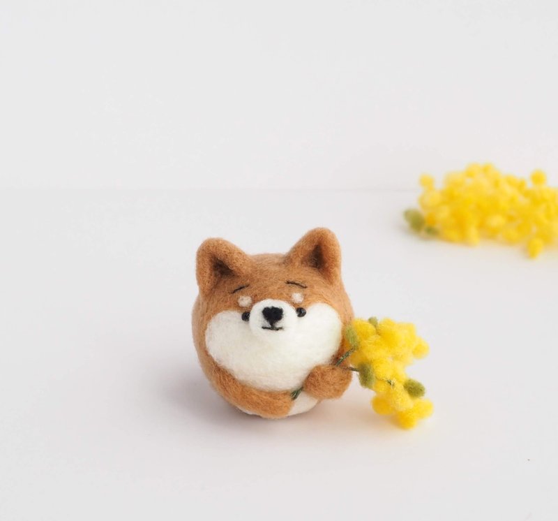 Mayu-Shiba Inu presents Mimosa. (Red Shiba, Black Shiba, White Shiba) Wool Felt - 摆饰 - 其他人造纤维 黄色