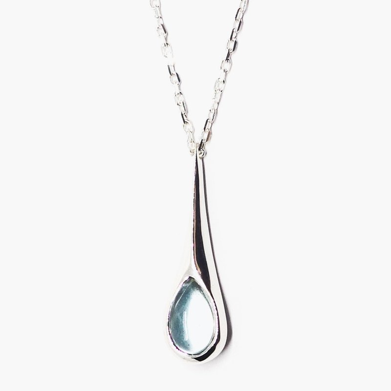 Aquamarine necklace -tear drop-【Pio by Parakee】海藍寶石雫項鍊 - 项链 - 宝石 蓝色
